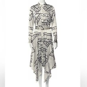 Ganni silk dress handkerchief hem 42